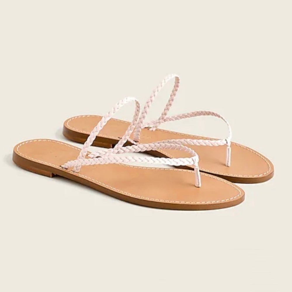 NEW J. Crew Capri Braided-Strap Flip-Flops Sandals In Pink/Tan